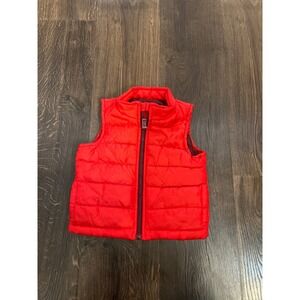 Kids Red Puffer Vest Quilted Zip Up Sleeveless Jacket 18 months Osh Kosh B'gosh